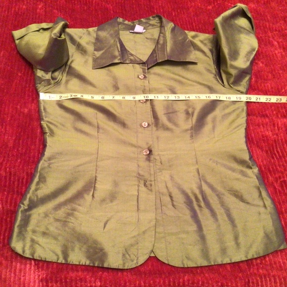 Vintage 90s Pant Suit - Silk Olive Green - Picture 9 of 12